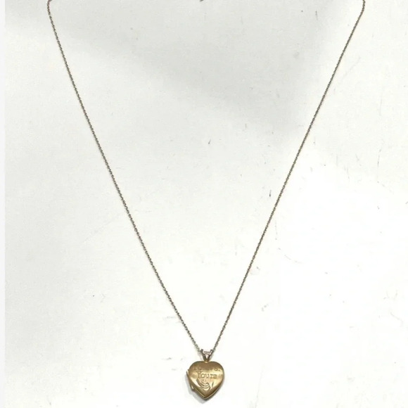 10K Solid Gold Necklace w/ Heart Locket Engraved 'Forever Yours' - Picture 3 of 5